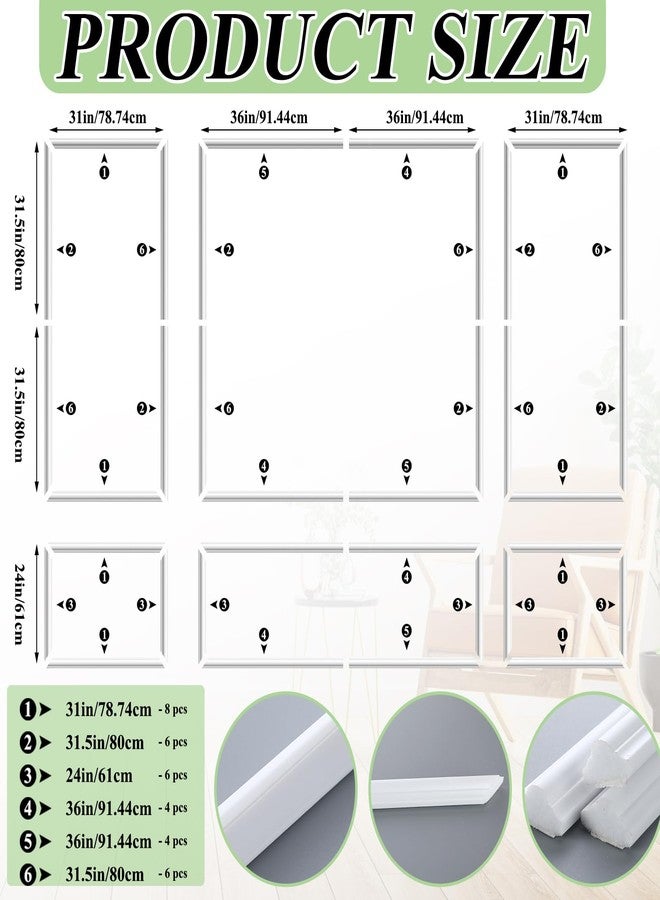 Pangda Peel and Stick Wall Molding Kit, 3D Premade Accent Molding Wainscoting Panel for Interior Wall Moulding Decor, Ready to Assemble Wainscoting Accent Panel(3 Set,31x63 in+72x63 in) - Image 3